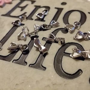 Pinch Bails - 10 Pcs. - Ice Pick Bails - 15mm x 5mm bails - Pendant bails - Silver Pinch Bail - Charm Pinch Bails - Silver Ice Pick Bail