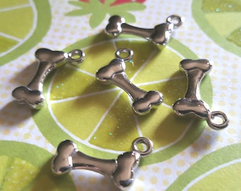 Dog Bone Charms - 10 pcs. - 3D Dog Charms - Silver Dog Bones - Silver Dog Charms - Bone Charms - Animal Charms -  Dog Charms - Pet charms