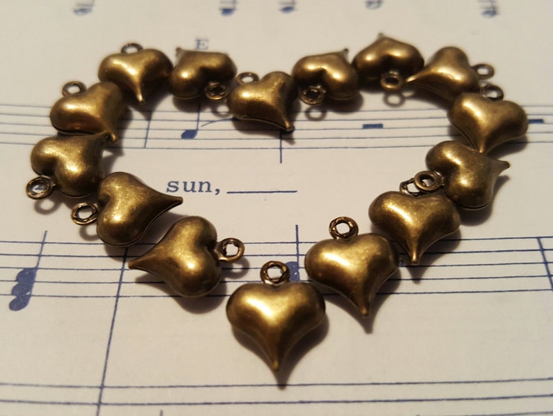 Puffy Heart Charms 50 pcs. Hollow Heart Charms Bronze Heart Charms Tiny Heart Charms Heart Charms Antique Bronze Heart Charms image 2