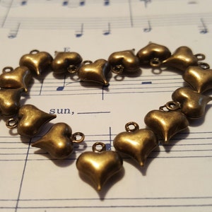 Puffy Heart Charms 50 pcs. Hollow Heart Charms Bronze Heart Charms Tiny Heart Charms Heart Charms Antique Bronze Heart Charms image 5