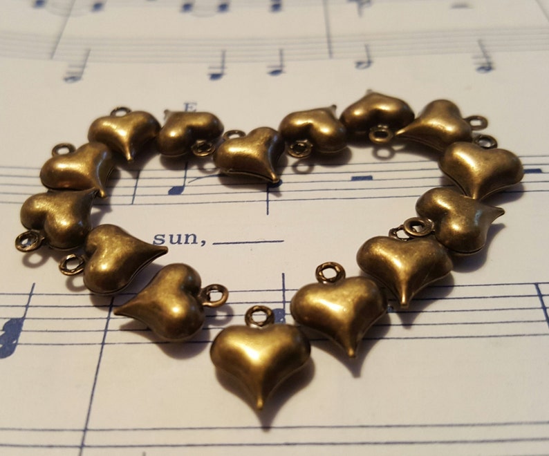 Puffy Heart Charms 50 pcs. Hollow Heart Charms Bronze Heart Charms Tiny Heart Charms Heart Charms Antique Bronze Heart Charms image 5