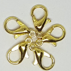 Lobster claw -  50 pcs. - Lobster Clasp - Lobster Claw clasp - Gold Lobster Claw - 12mm long - Gold Lobster Clasp - 12mm x 6mm