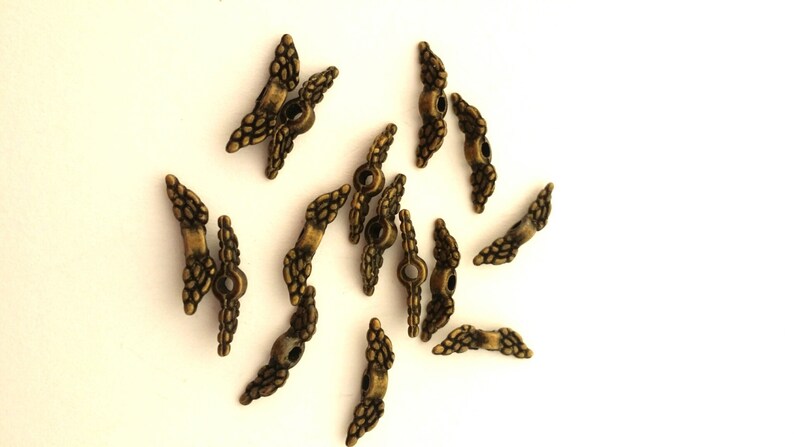 Tiny Angel Wings 100 pcs. Angel Wings Angel Wing Beads Antique BronzeTibetan Style Lead Free image 4