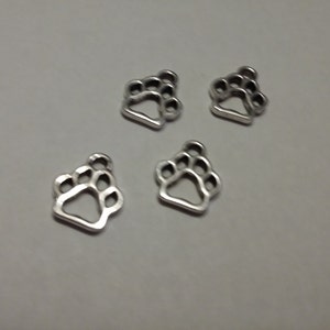 Paw Print Charms 50 pcs. Silver Paw Prints Silver Dog Charms Cat Charms Animal Charms Dog Paw Charm Paw Charm Cat Paw Charm image 5