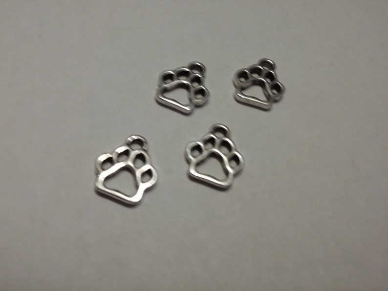 Paw Print Charms 50 pcs. Silver Paw Prints Silver Dog Charms Cat Charms Animal Charms Dog Paw Charm Paw Charm Cat Paw Charm image 5