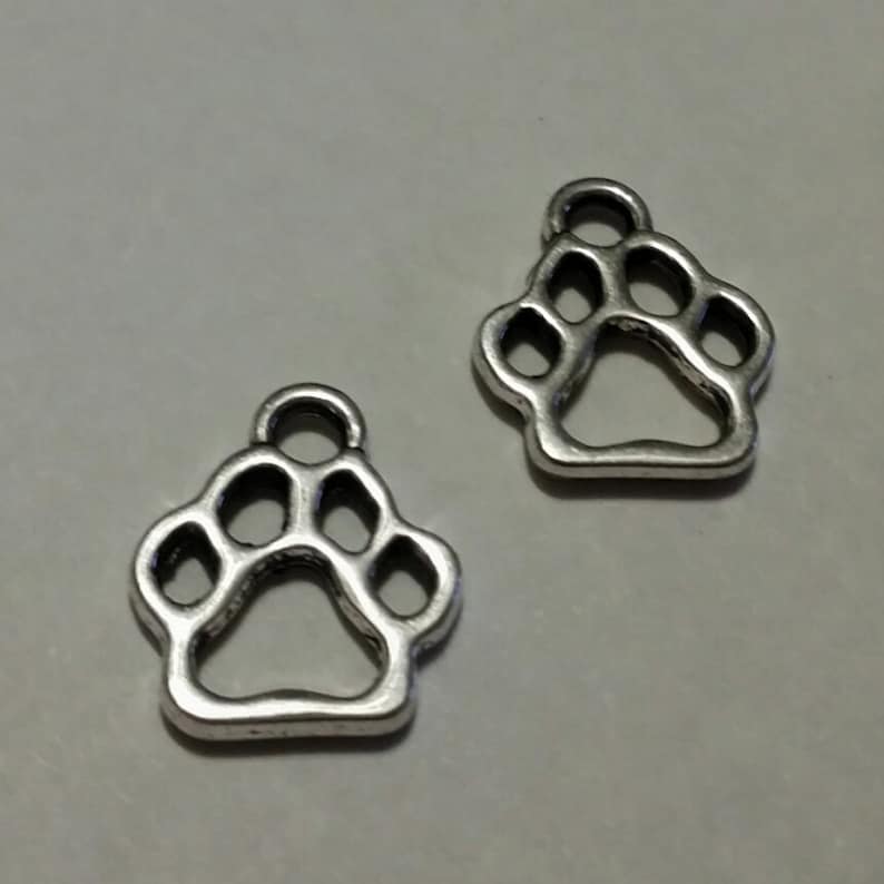 Paw Print Charms 50 Pcs. Silver Paw Prints Silver Dog Etsy