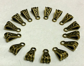 Antiqued Bronze Bails - 75 pc. - Tibetan Bails - Fancy Bails - Bails -  Nickel Free - Lead Free - Bronze Bails