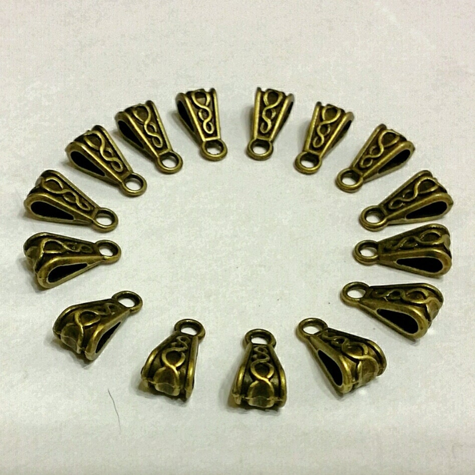 Gold Plated Brass Swinging 2-Part Pinch Bails For Pendants 19mm (2 Pieces)  
