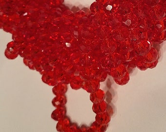 Glass Beads - Red 2 Faceted Beads -  8mm x 6mm  -  Red Glass Beads - 42 pcs.