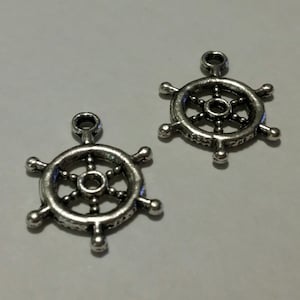 Ship Helm Charm - 10 pcs. - Ship Wheel Charms - 3D Nautical Charm - Sea Charms -  Ocean Charms - Ship Wheel Pendants - Rudder  Helm Charms