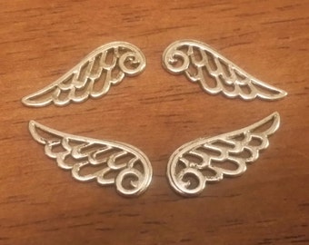 Wing Charms - 24 pc. - Angel Wing Charms - Lacy Wings - Lead Free - Lead Free Charms - Silver Wings - Silver Wing Charms