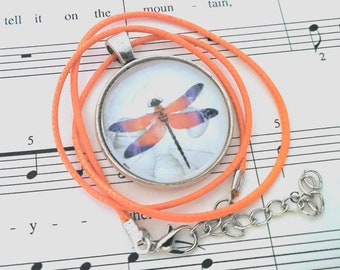 Dragonfly Necklace - 1 pc. - Dragonfly - Dragonfly Jewelry - Orange Dragonfly - Whimsical Necklace