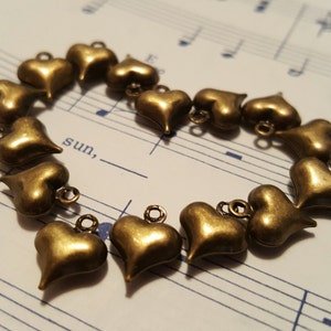 Puffy Heart Charms 50 pcs. Hollow Heart Charms Bronze Heart Charms Tiny Heart Charms Heart Charms Antique Bronze Heart Charms image 1