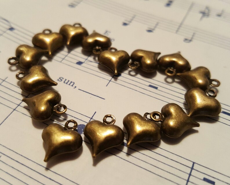 Puffy Heart Charms 50 pcs. Hollow Heart Charms Bronze Heart Charms Tiny Heart Charms Heart Charms Antique Bronze Heart Charms image 1