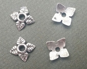 Bead Caps - 100pcs - Tiny Bead caps - Tibetan Silver - Flower bead Caps