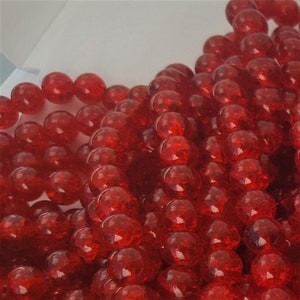 Crackle Glass Beads 8mm Approx. 48 Beads Red Crackle Glass Beads Red Crackle Beads image 3
