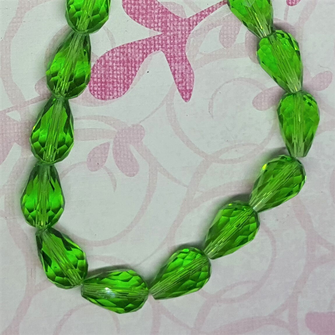 Teardrop Glass Beads Qty. 10 Faceted Green Beads Sun Etsy