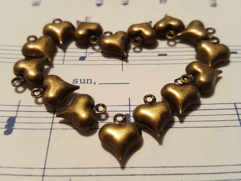 Puffy Heart Charms 50 pcs. Hollow Heart Charms Bronze Heart Charms Tiny Heart Charms Heart Charms Antique Bronze Heart Charms image 4