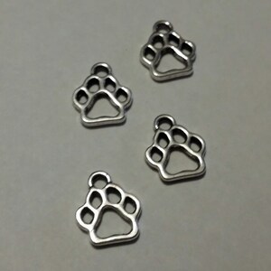 Paw Print Charms 50 pcs. Silver Paw Prints Silver Dog Charms Cat Charms Animal Charms Dog Paw Charm Paw Charm Cat Paw Charm image 4