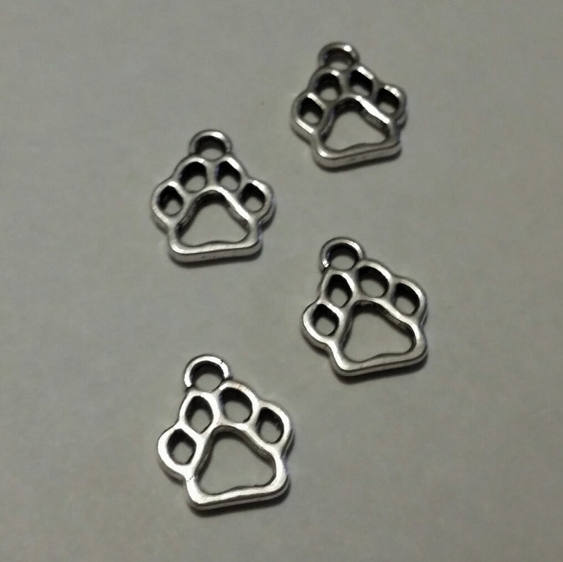 Paw Print Charms 50 Pcs. Silver Paw Prints Silver Dog Etsy