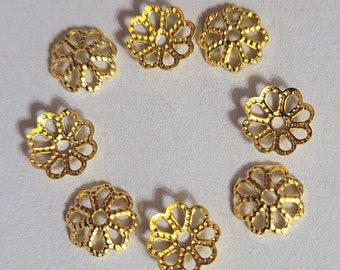 18k Gold Plated Brass Bead Caps - 20 pcs - 6mm - Flower Bead Cap - Filigree Bead Caps - 18k Gold Plated - Bead Caps