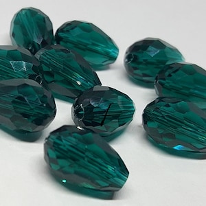 Teardrop Glass Beads Qty. 10 Faceted Dark Turquoise Beads Sun Catcher Beads Drop Beads 14mm Teardrop Beads Green Tear Drop Beads image 1