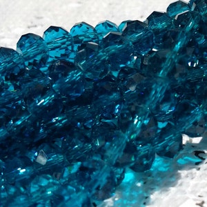 Glass Beads 42 pcs Dark Turquoise Blue Beads Faceted 6mm x 4mm Rondelles Bild 1