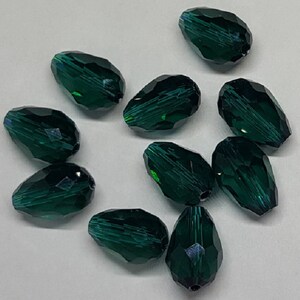 Teardrop Glass Beads Qty. 10 Faceted Dark Turquoise Beads Sun Catcher Beads Drop Beads 14mm Teardrop Beads Green Tear Drop Beads image 6