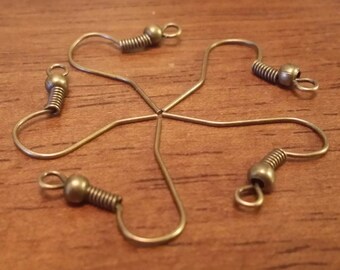 Antique Bronze Ear wires - 100 pcs. - Iron Ear Wires - Nickel Free Earwires - Bronze Earring Hooks