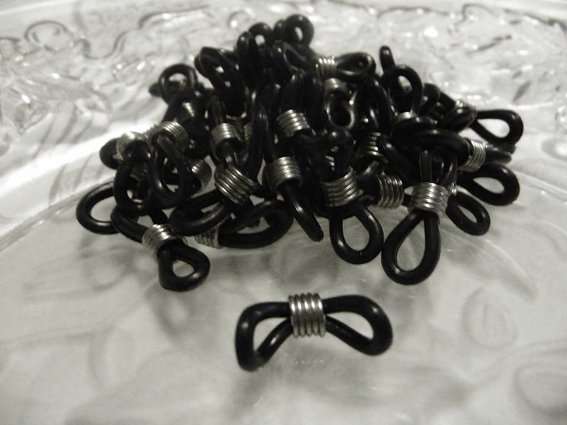 Eye Glass Connectors Holders Black and Silver toned iron Qty. 12 pcs image 1