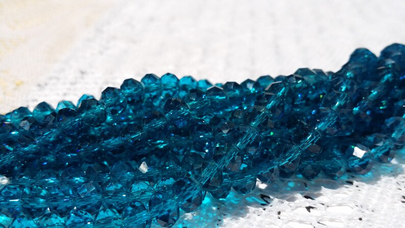 Glass Beads 42 pcs Dark Turquoise Blue Beads Faceted image 4