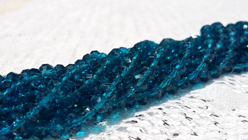 Glass Beads 42 pcs Dark Turquoise Blue Beads Faceted 6mm x 4mm Rondelles Bild 3