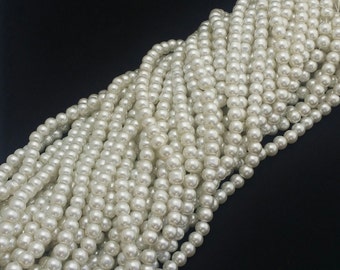 Ivory Glass Pearls - 42 pcs. - Ivory White Pearl - Ivory Pearl Beads -  8mm Ivory Glass Pearls