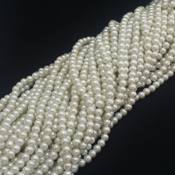 Ivory Glass Pearls - 42 pcs. - Ivory White Pearl - Ivory Pearl Beads -  8mm Ivory Glass Pearls