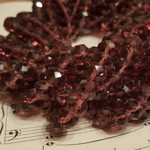 Glass Beads - 42 pcs - 8mm x 6mm - Light Purple Beads - Faceted Beads - Violet Beads - Rondelles -  Faceted Glass Beads