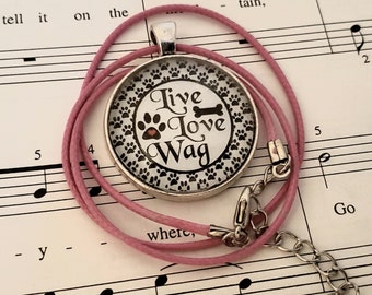 Dog Lover Necklace - 1 pc. - Live Love Wag - Pet Lovers Necklace - Paw Print Necklace Dog Jewelry