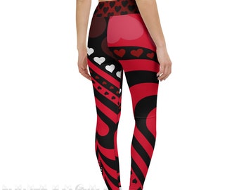 Queen of Hearts Valentine Leggings Alice in Wonderland Costume Leggings Striped Psychedelic Halloween Leggings for Women