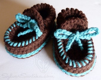 Crochet Pattern: Baby Moccasin Booties, unisex boy girl shoes