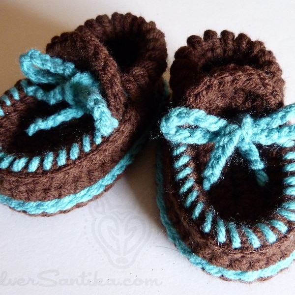 Crochet Pattern: Baby Moccasin Booties, unisex boy girl shoes