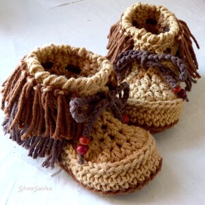 Crochet Pattern: Children's Fun Fringe Moccasins toddler girl boy unisex slippers image 2