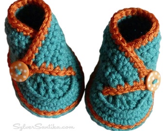 Crochet Pattern: Baby High Top Kimono Booties, unisex boy girl diy shoes