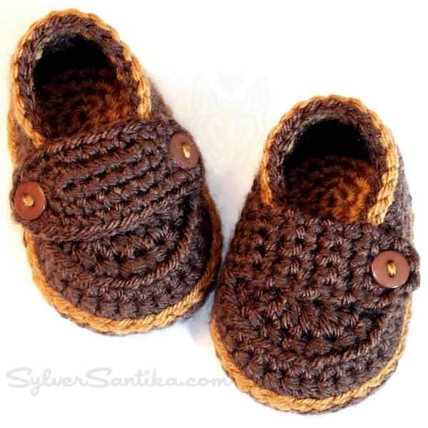 Crochet Pattern: Little Button Loafers Boy Girl Unisex Baby Booties Crib Shoes