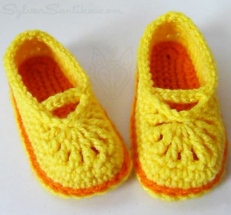 Crochet Pattern: Children's Mary Jane Skimmers Girl Slippers image 2