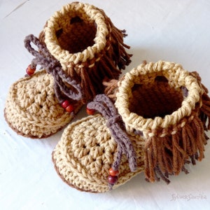 Crochet Pattern: Children's Fun Fringe Moccasins toddler girl boy unisex slippers image 3