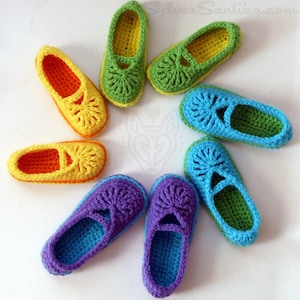 Crochet Pattern: Children's Mary Jane Skimmers Girl Slippers image 1