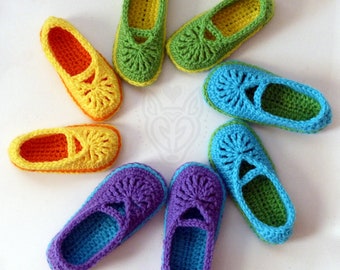 Crochet Pattern: Children's Mary Jane Skimmers Girl Slippers