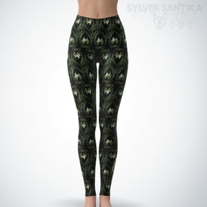 Forest Wolf Leggings Wolves Art Green Leggings Wolf Spirit Animal Leggings Dog Leggings Wolf Gifts for Women Forest Leggings Nature Leggings