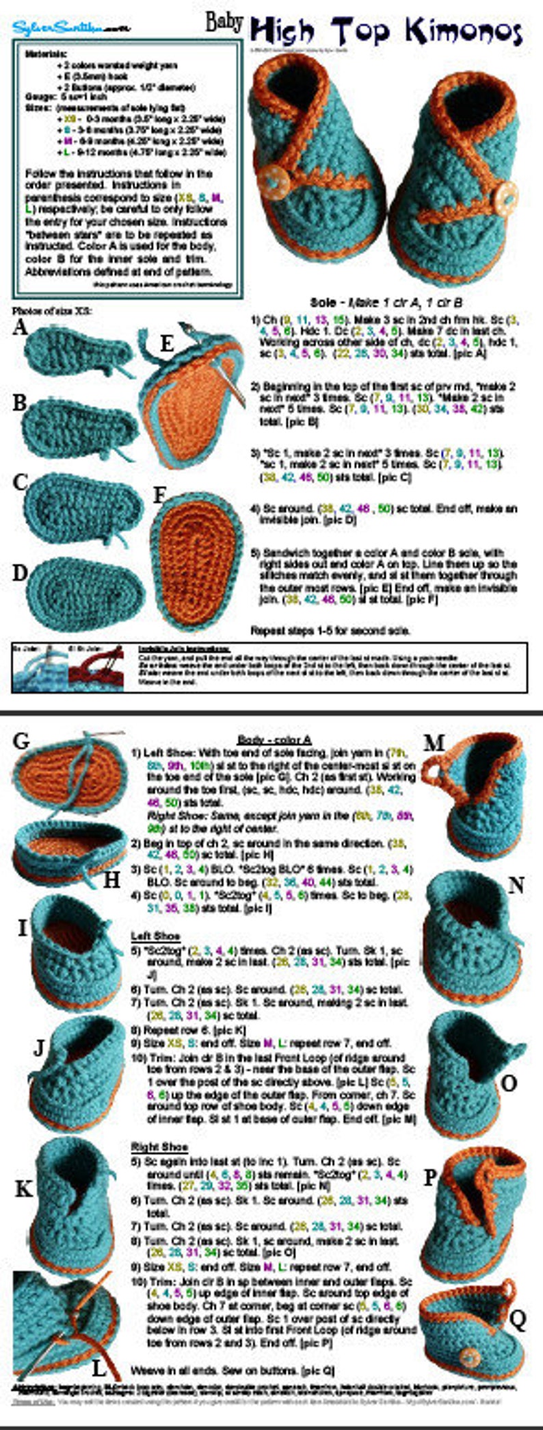 Crochet Pattern: Baby High Top Kimono Booties, unisex boy girl diy shoes image 6