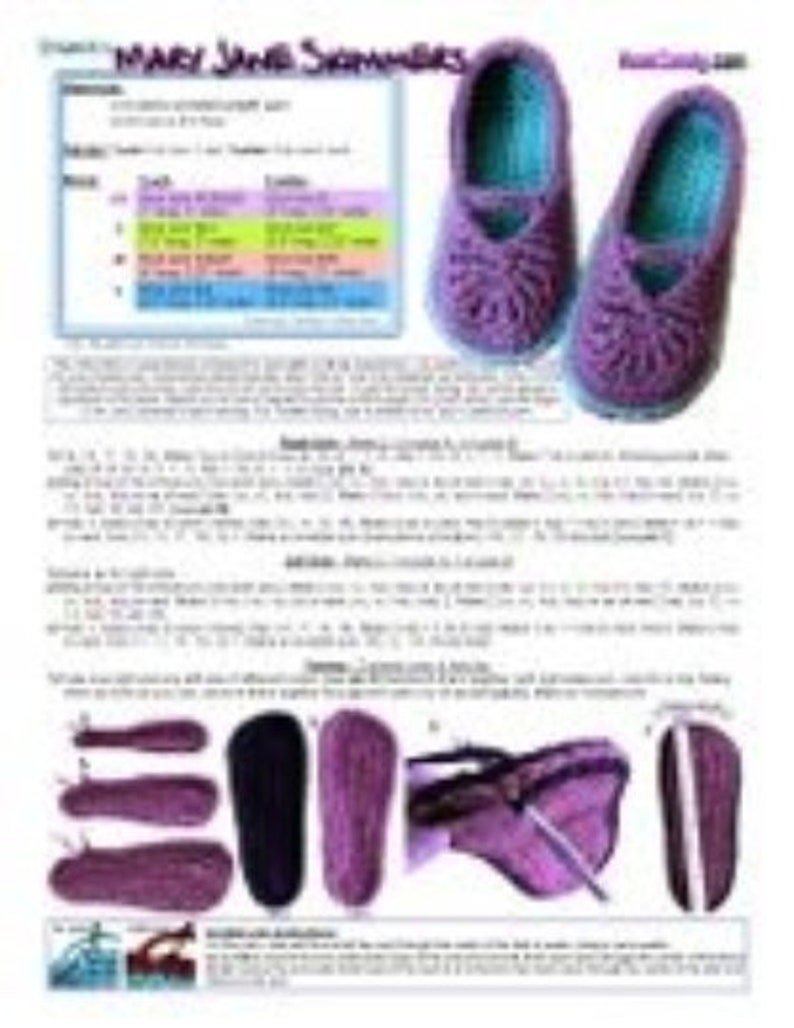 Crochet Pattern: Children's Mary Jane Skimmers Girl Slippers image 4