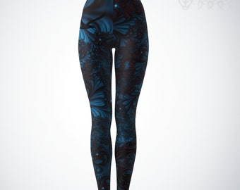 Crow Leggings Black and Dark Midnight Blue Raven Leggings Halloween Gothic Leggings for Women